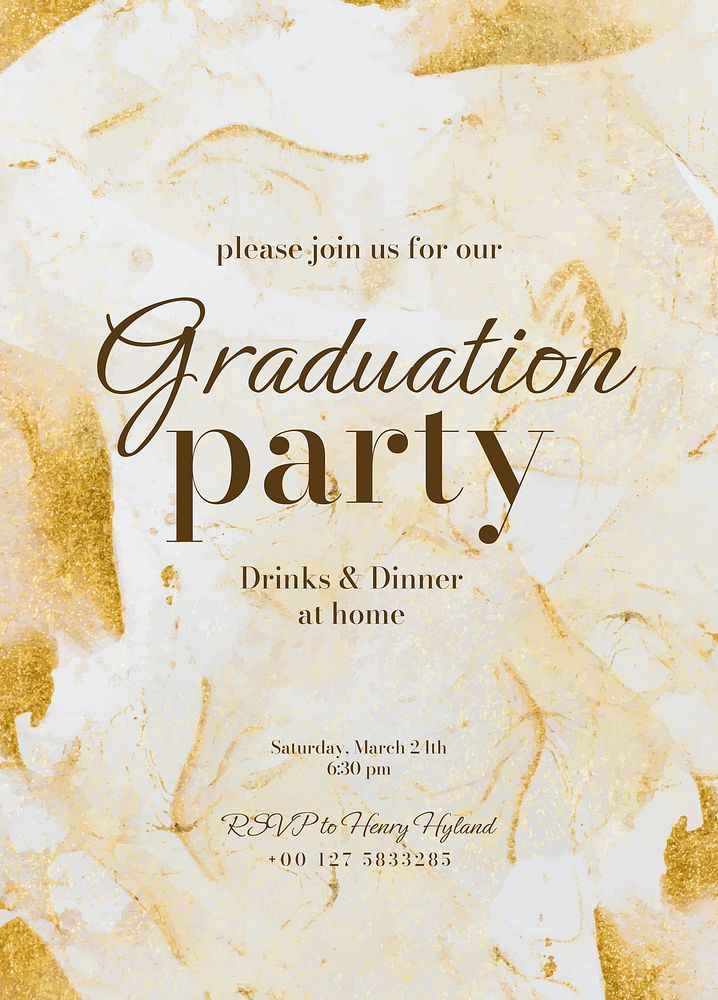 Graduation party invitation card template, editable text vector