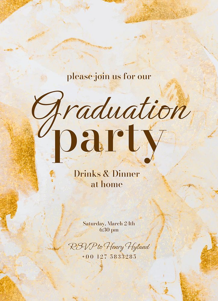 Graduation party invitation card template, editable text psd