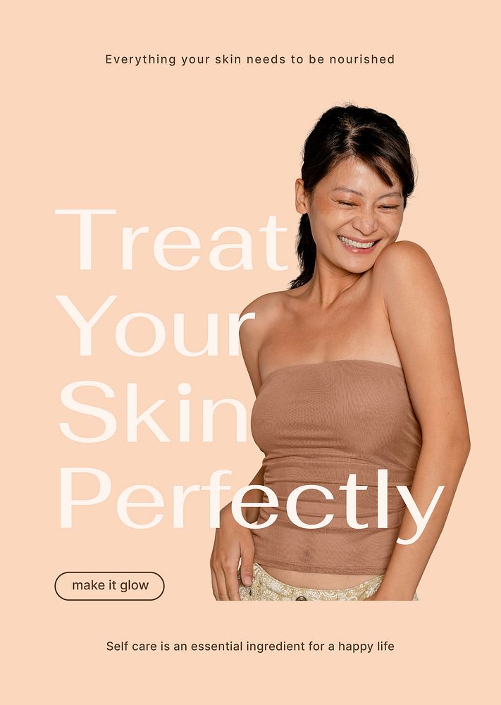 Peachy minimal poster editable template, skincare ad psd
