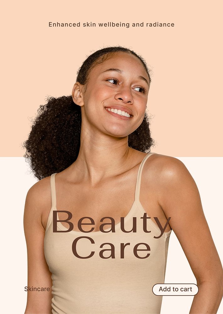 Beauty care poster editable template, minimal skincare ad psd