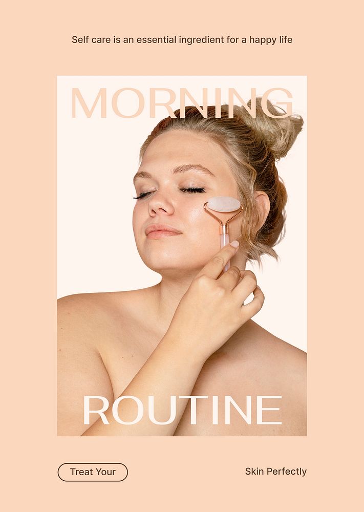 Morning routine poster editable template, beauty care vector