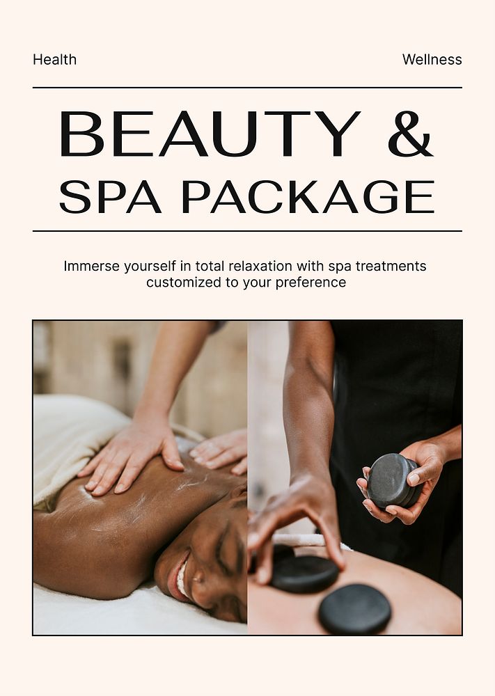 Beauty, spa poster editable template, wellness business ad psd