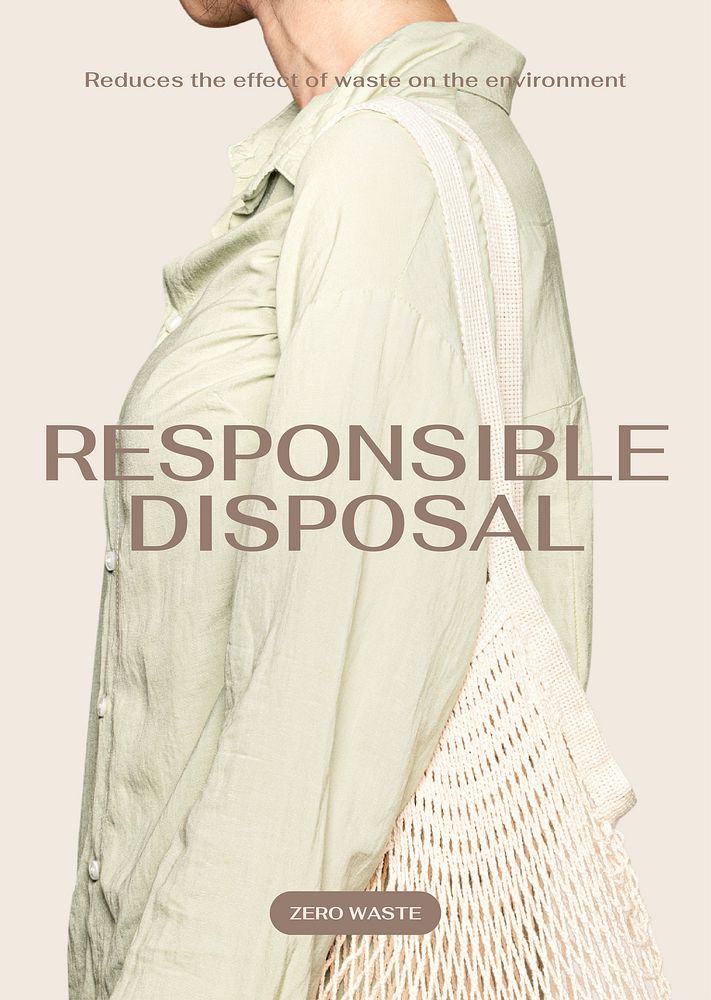 Responsible disposal poster editable template, zero waste campaign vector