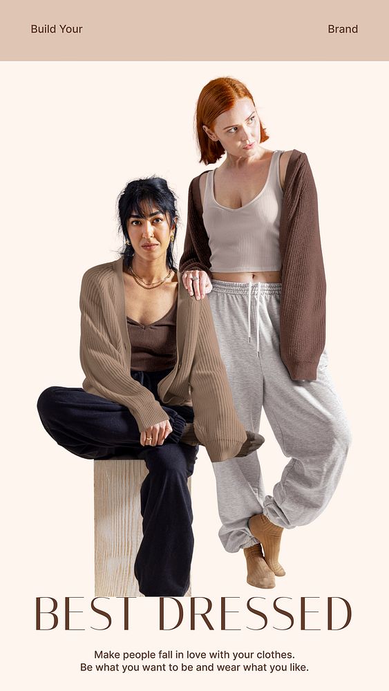 Women's loungewear Instagram story template, fashion ad vector