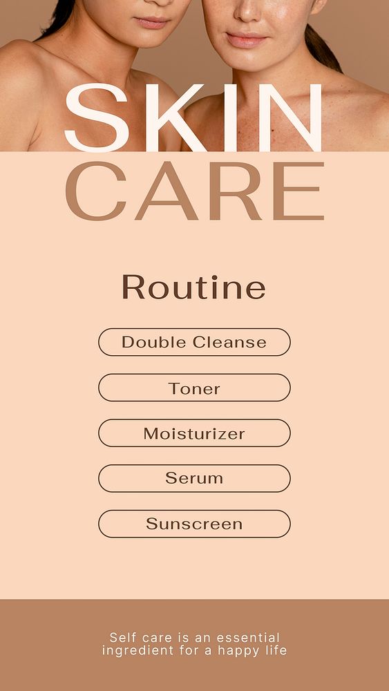 Skincare routine Instagram story template, earth tone design vector