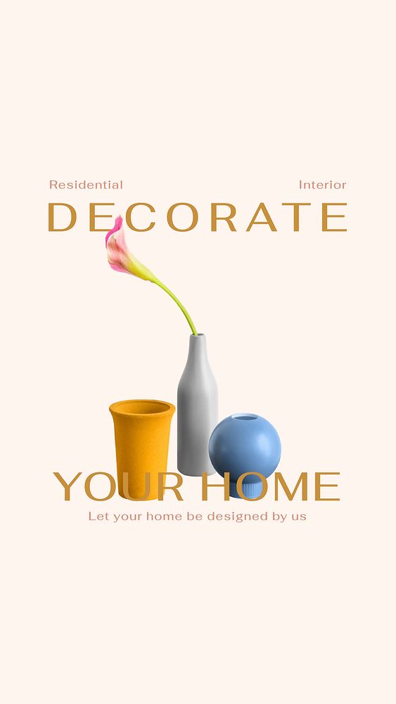 Home decoration Instagram story template, minimal design vector