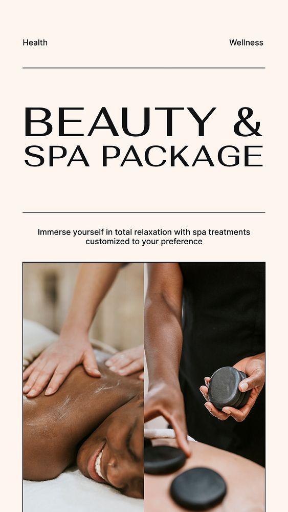 Beauty, spa Instagram story template, wellness business ad vector