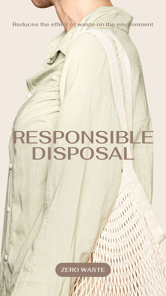 Responsible disposal Instagram story template, zero waste campaign vector
