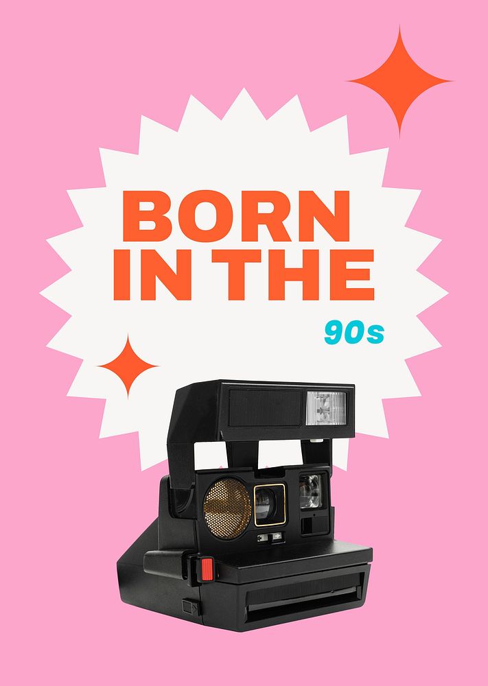 Retro aesthetic poster editable template, pink funky design vector