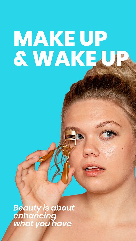 Makeup beauty Instagram story template, blue ad design vector