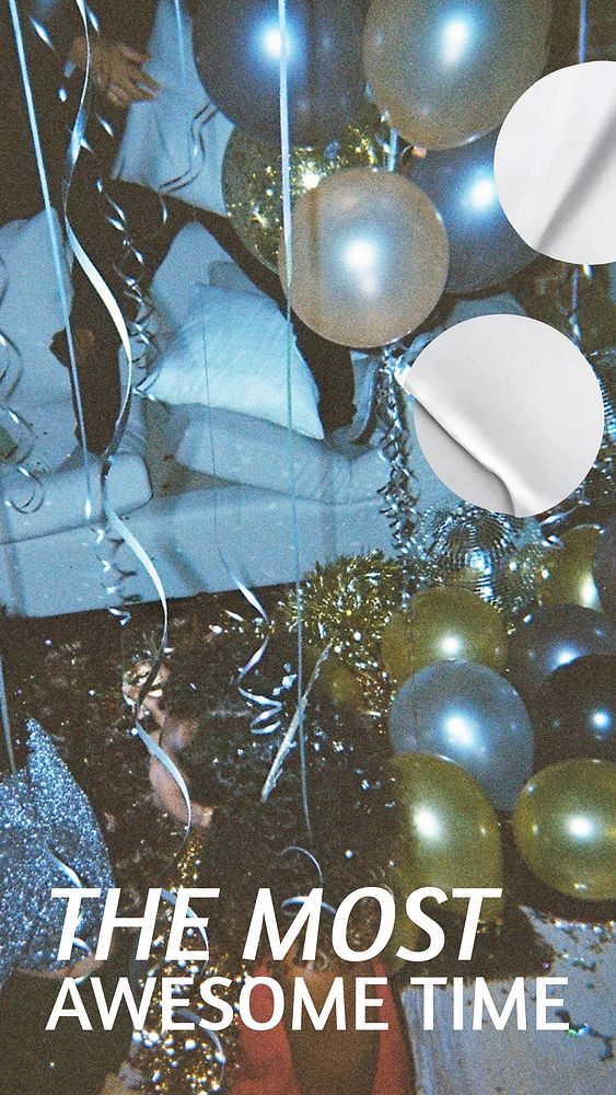 New Year Instagram story template, party balloons aesthetic vector