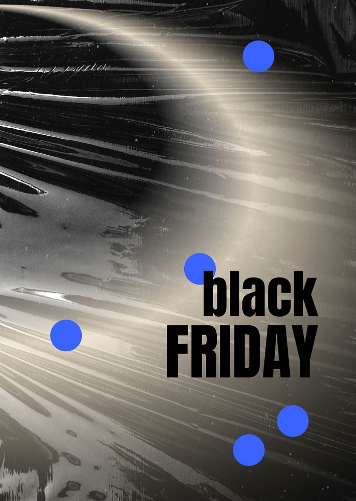 Black Friday poster editable template, plastic wrap texture vector