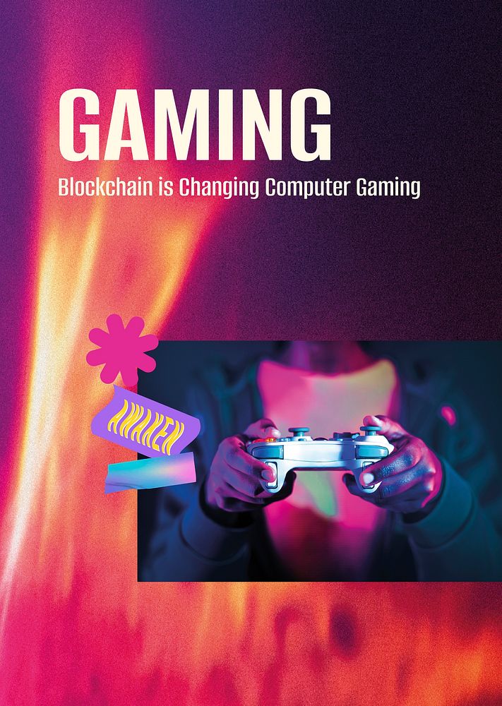 Gaming aesthetic poster editable template, cute memphis design vector