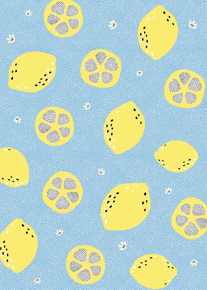 Lemon background, aesthetic fruit doodle
