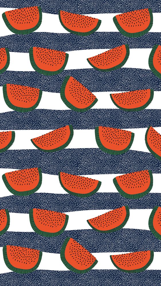 Watermelon iPhone wallpaper, tropical fruit background illustration
