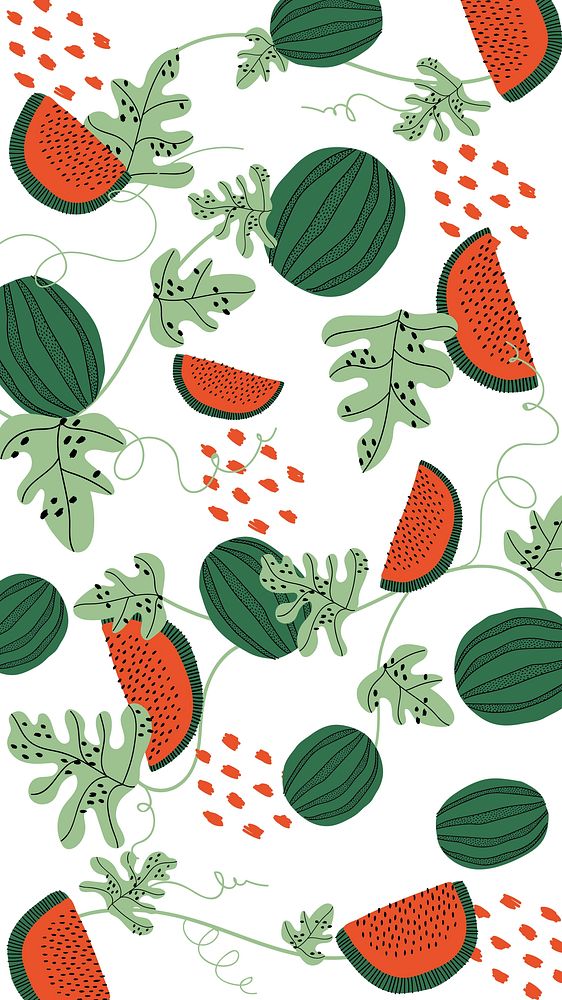 Watermelon phone wallpaper, tropical fruit background illustration