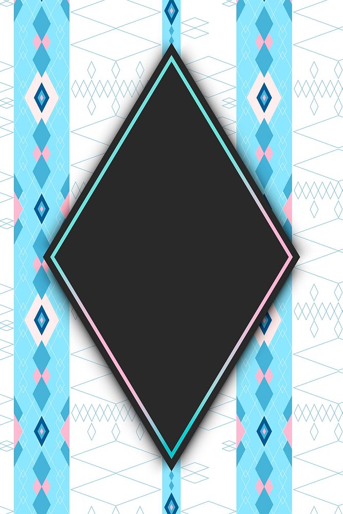 Bright blue geometric seamless patterned frame vector