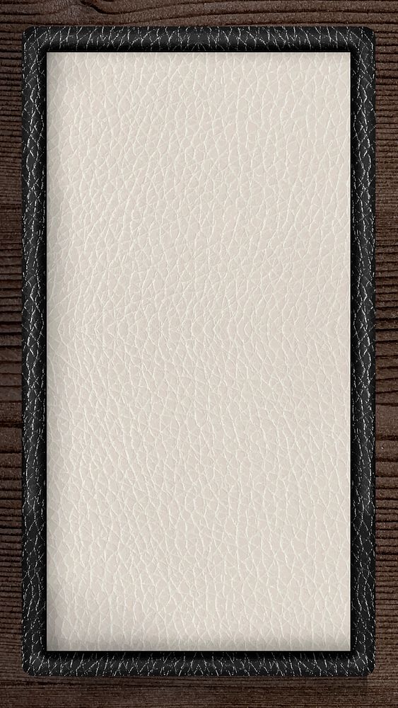 Black frame on beige leather textured mobile screen template vector