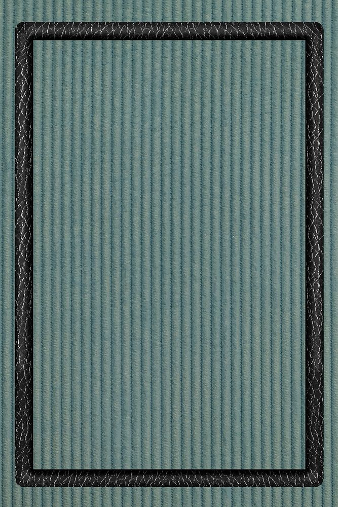 Black leather frame on green corduroy textured background vector