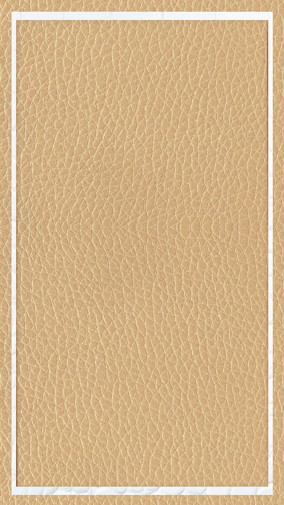 White frame on beige leather textured mobile screen template vector