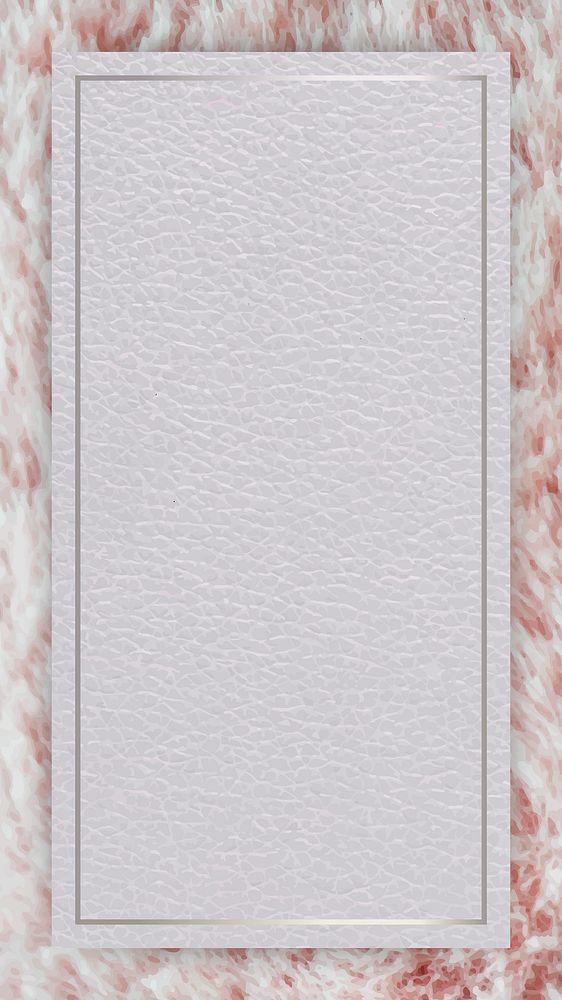 Rectangle silver frame on a pink fluffy mobile screen template vector