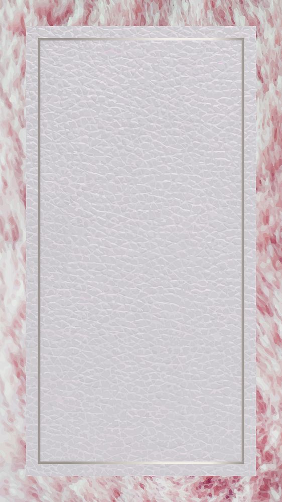 Rectangle silver frame on a pink fluffy mobile screen template vector