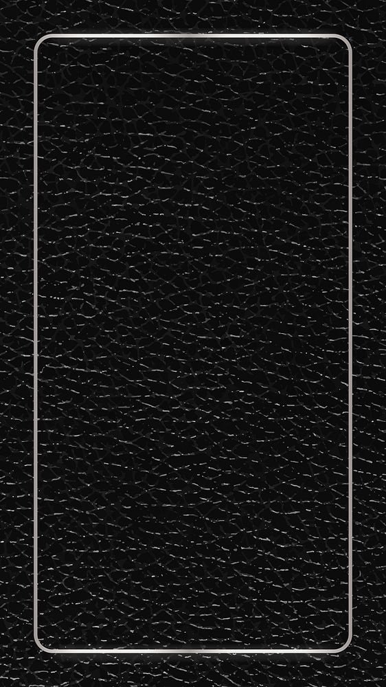 Silver frame on black leather texture mobile screen template vector