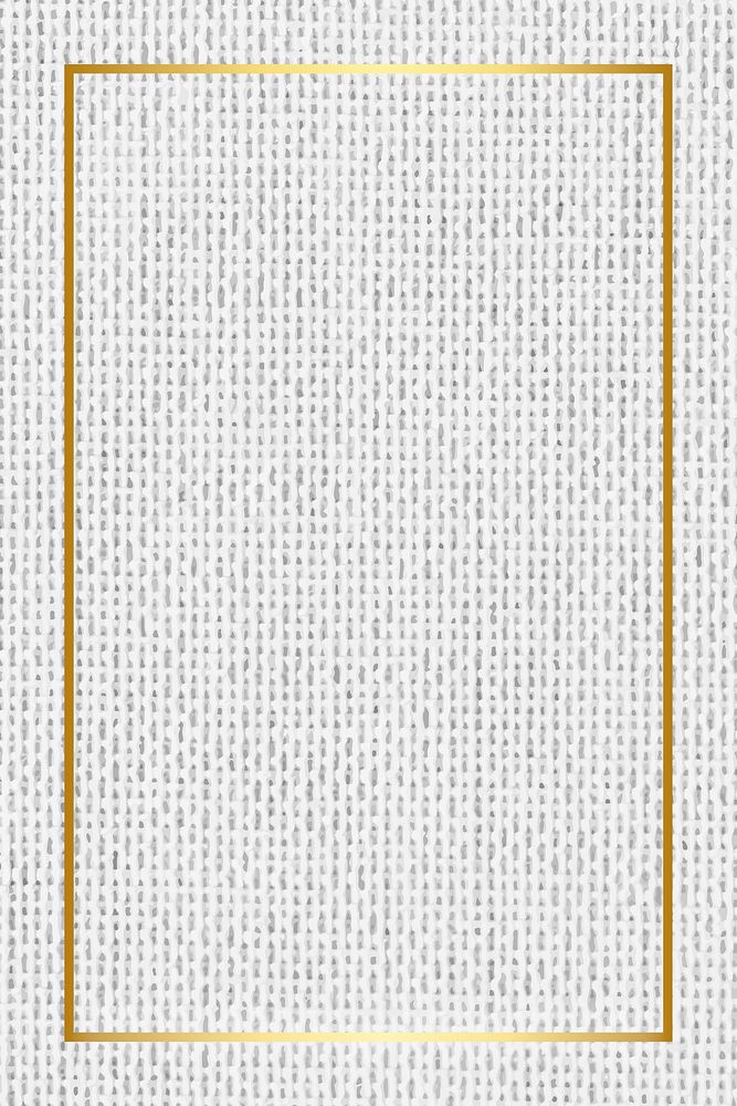 Gold frame on gray fabric textured background vector