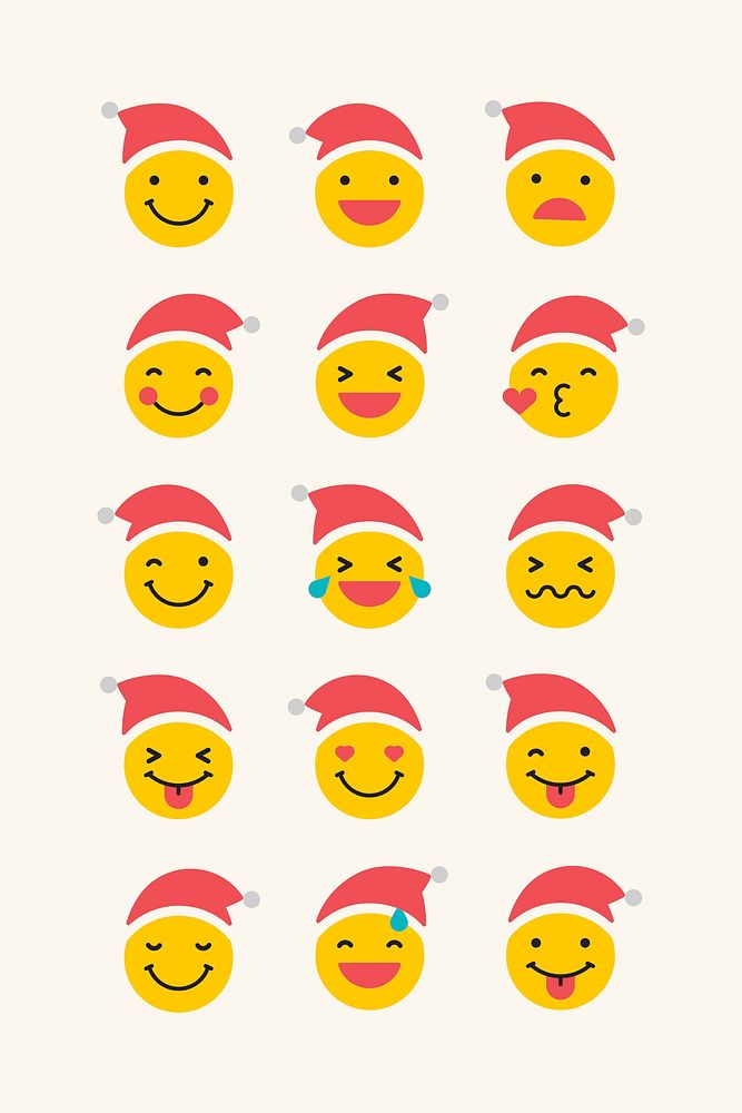 Yellow Santa emoticon set illustration