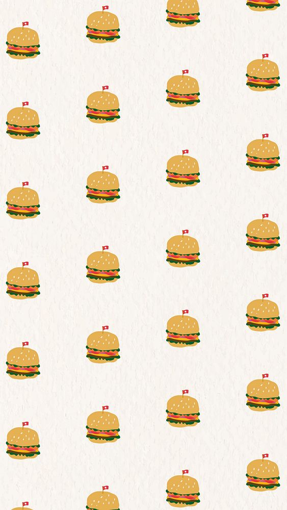 Cute hand drawn burger pattern background