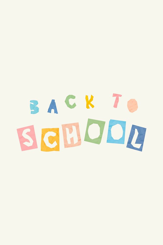 Cute Psd back to school phrase colorful typography paper cut font