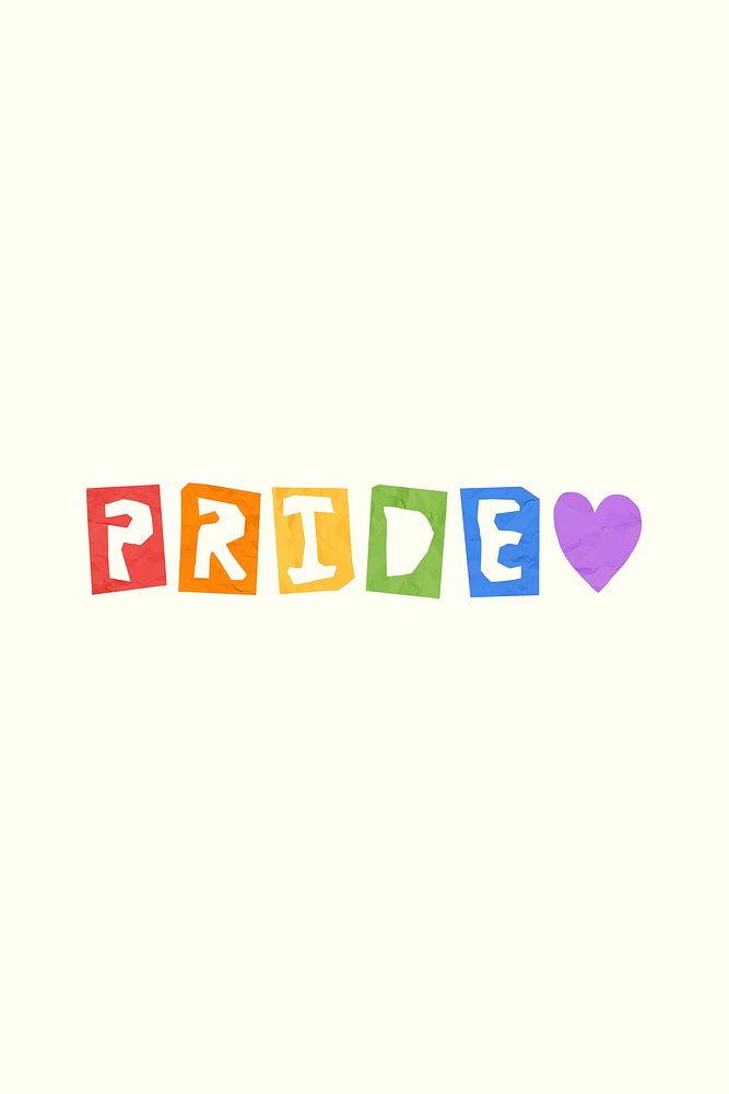 Cute LGBT pride paper cut font vector word typography font