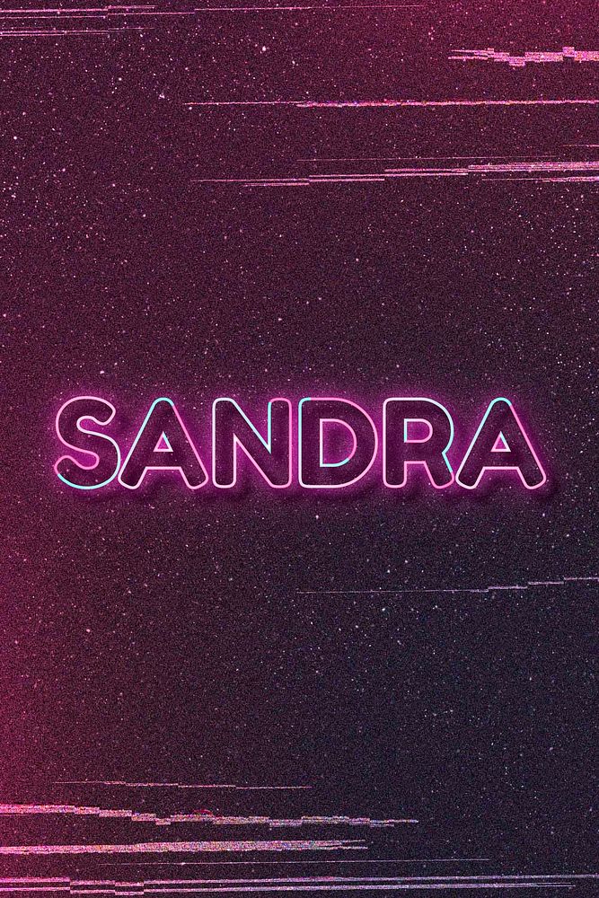 Sandra word art vector neon typography