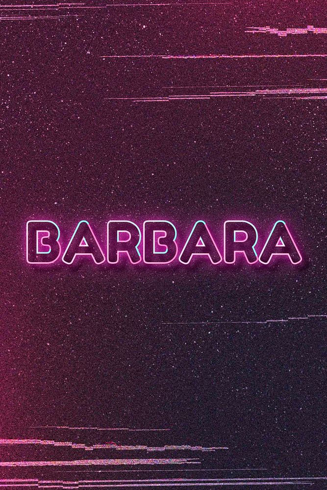 Barbara word art vector neon typography
