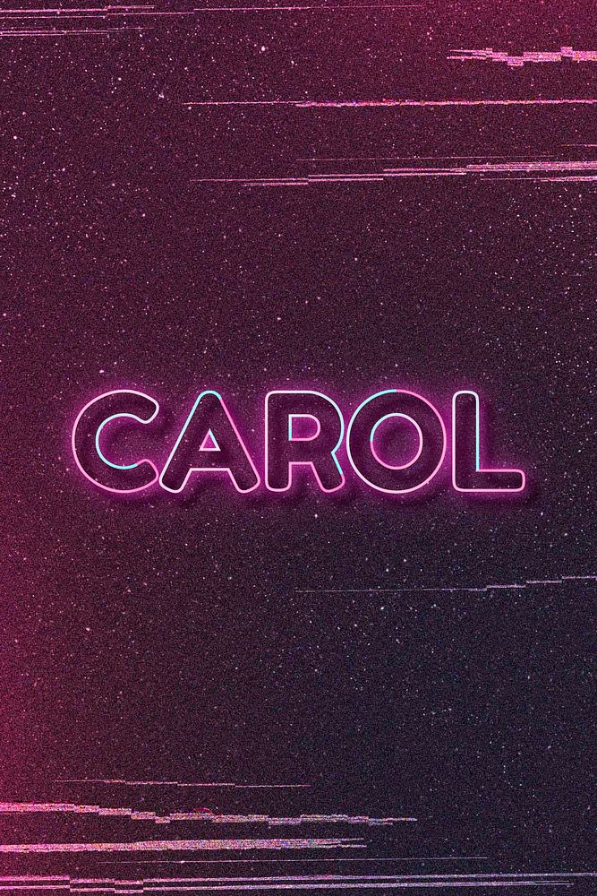 Carol word art vector neon typography