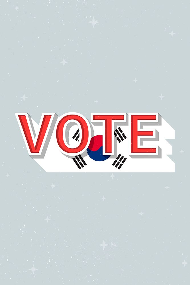 South Korea vote message election psd flag