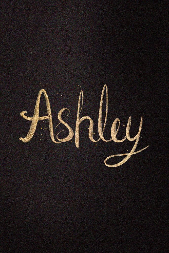Gold Ashley name cursive handwriting typography 