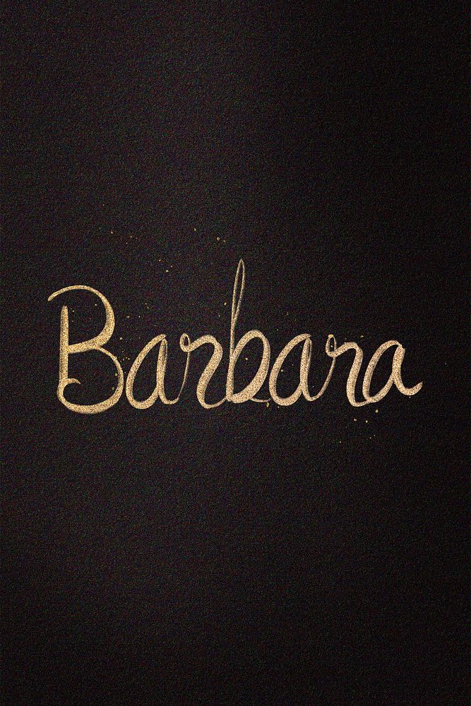 Gold Barbara name cursive handwriting typography