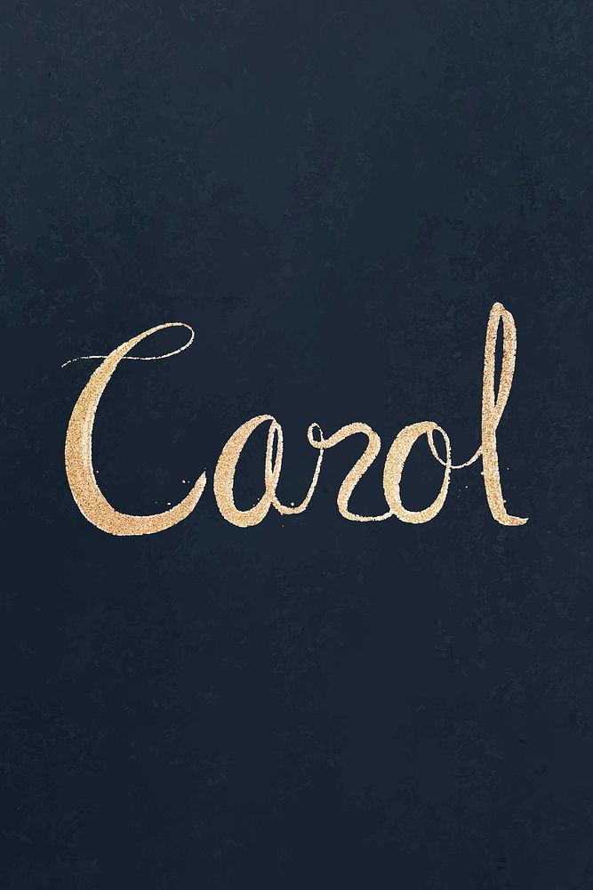 Sparkling gold font vector Carol typography