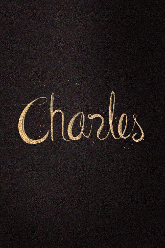 Gold Charles name cursive handwriting typography