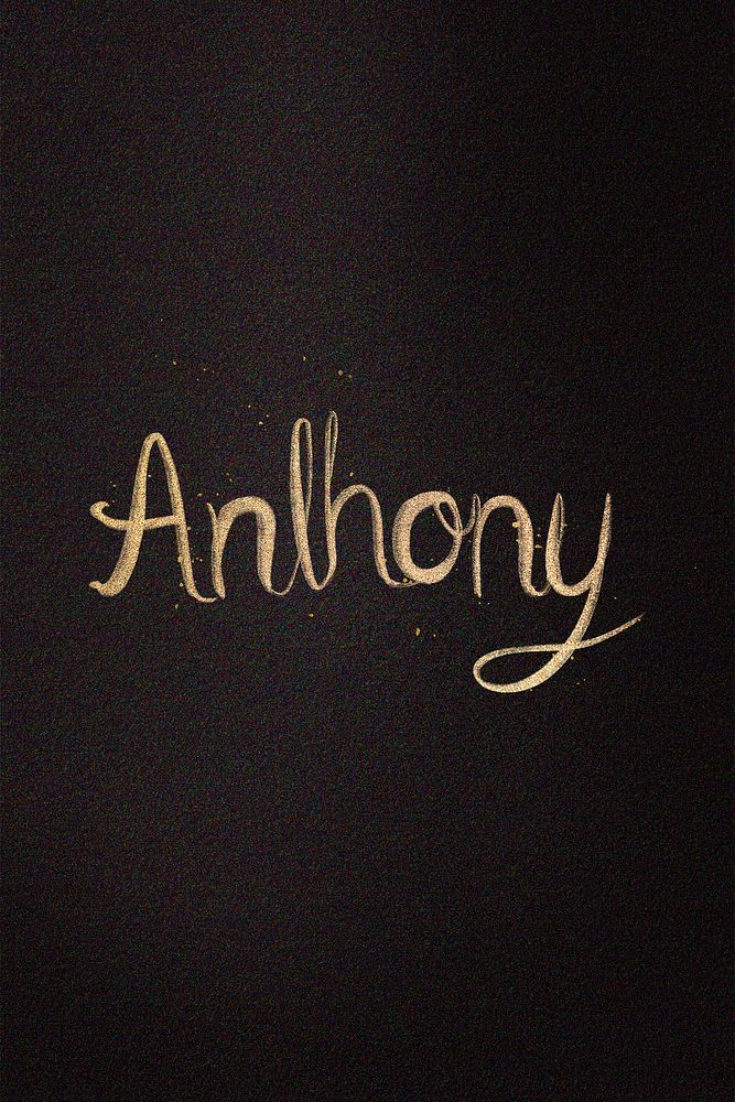 Gold Anthony name cursive handwriting typography