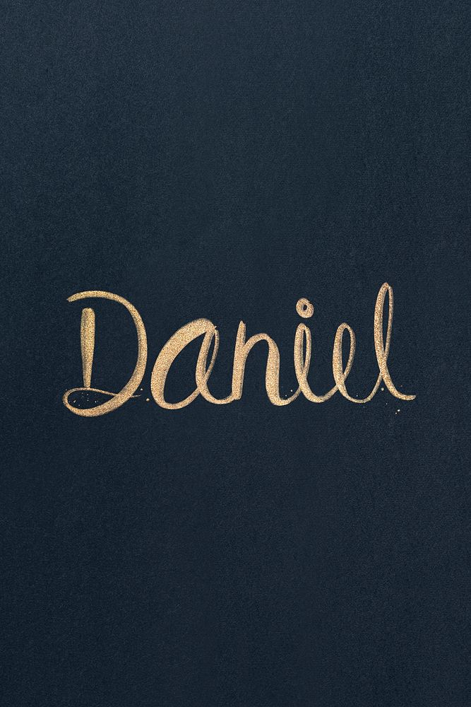 Cursive gold Daniel name psd font typography