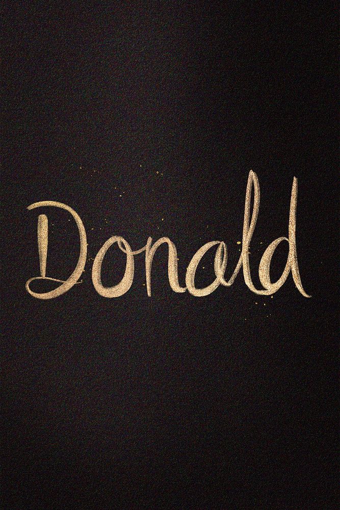 Gold Donald name cursive handwriting typography