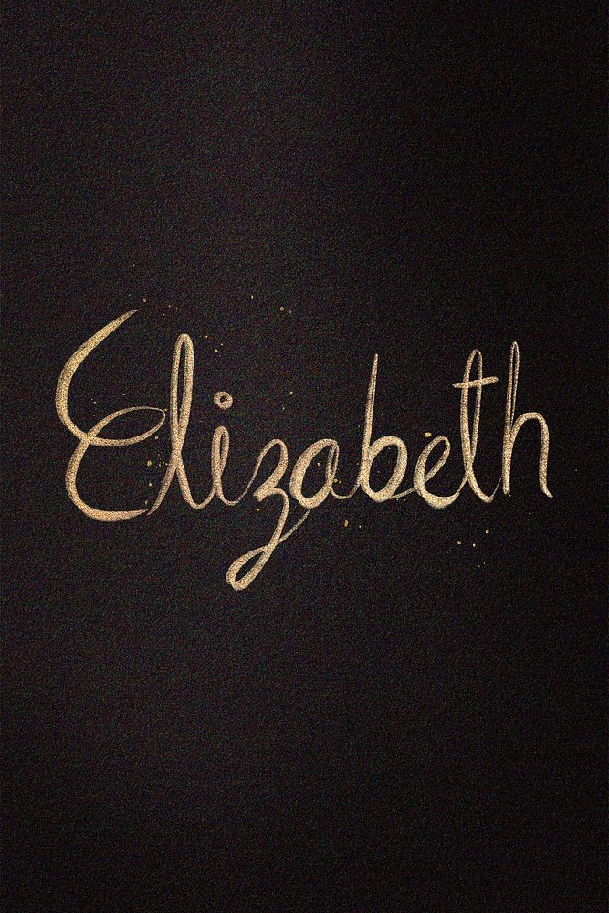 Gold sparkling Elizabeth name cursive handwriting typography
