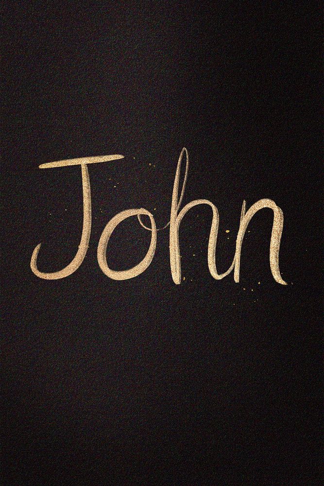 Gold sparkling John name cursive handwriting typography