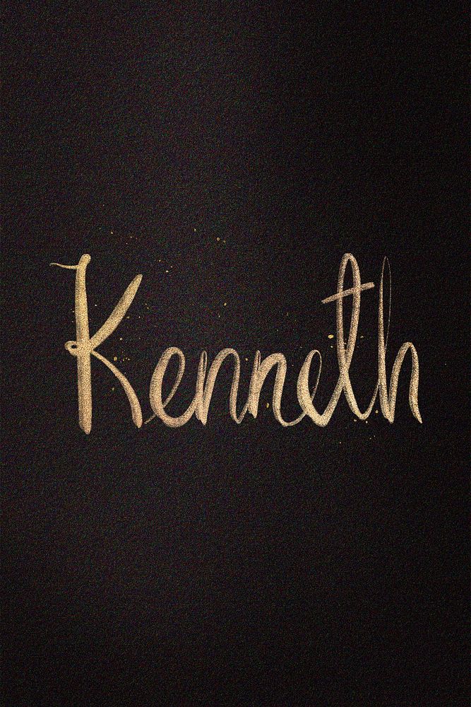 Gold sparkling Kenneth name cursive handwriting typography