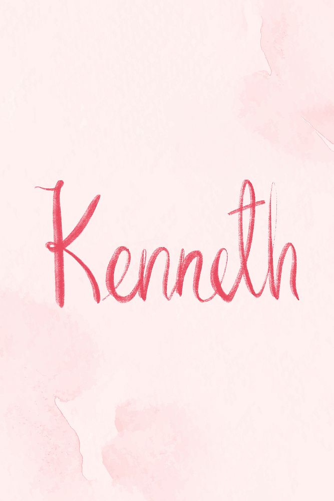 Kenneth name pink vector word typography