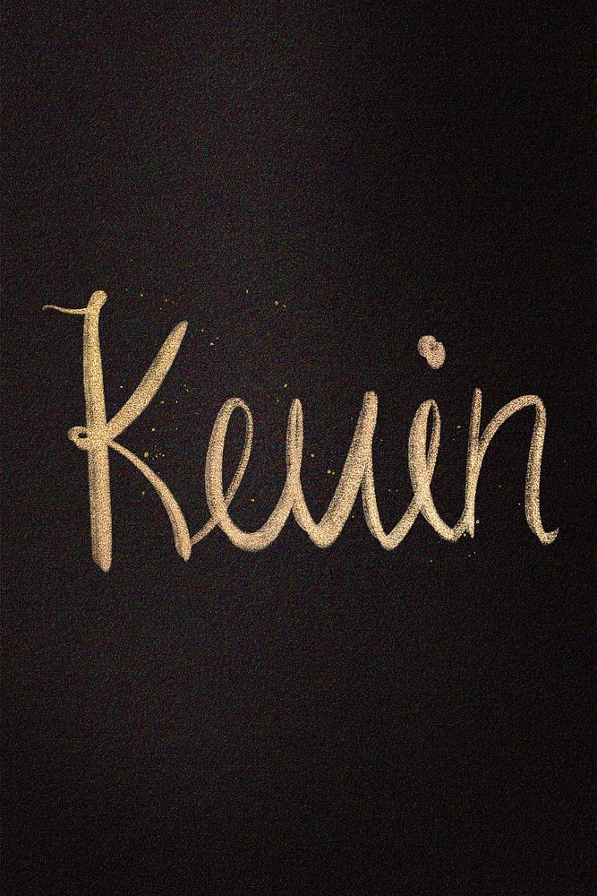 Gold sparkling Kevin name cursive handwriting typography