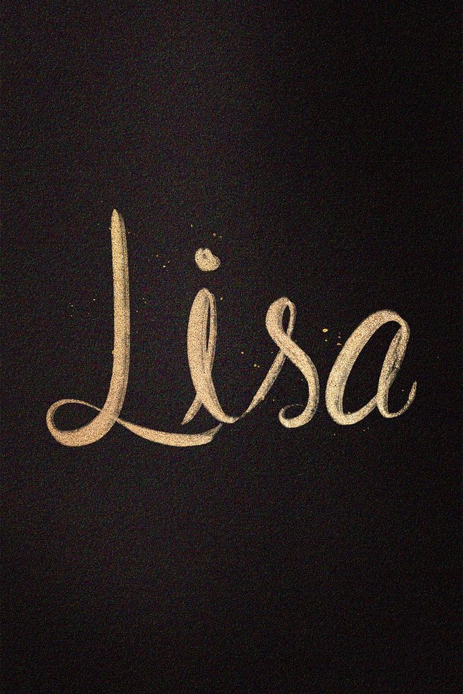 Gold sparkling Lisa name cursive handwriting typography