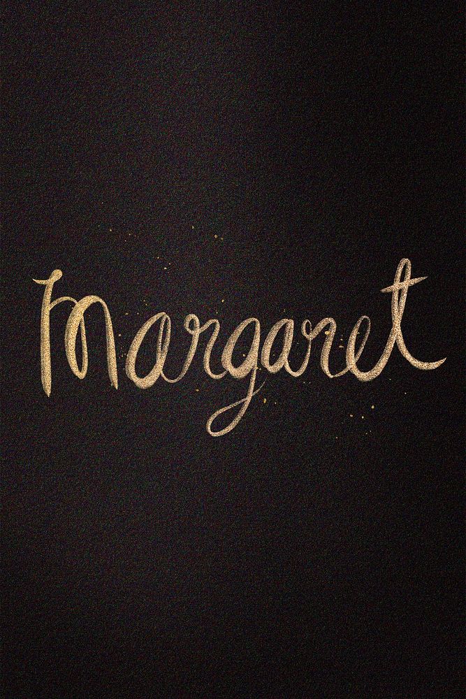 Gold sparkling Margaret name cursive handwriting typography